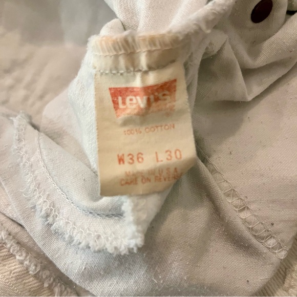 Vintage Levi's 505 Orange Tab Denim White Jeans Adult Size 36x30 USA 1992 - Picture 4 of 9
